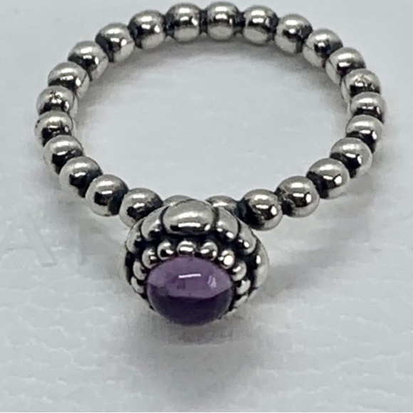 NWT♦️RARE♦️RETIRED♦️AUTHENTIC PANDORA S925 ALE BIRTHDAY BLOOM AMETHYST R… - Picture 2 of 7
